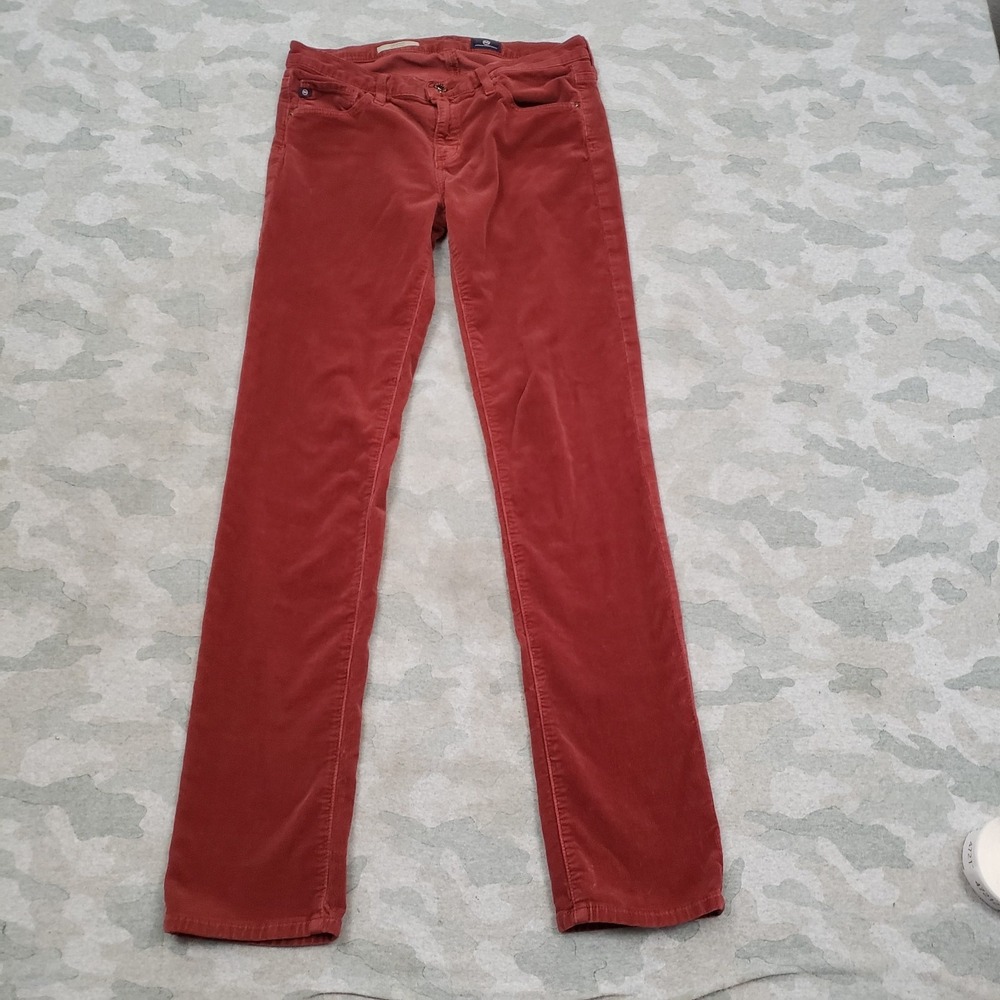 AG Adriano Goldschmied Jeans Womens 28 Red Rust Slim Straight Corduroy